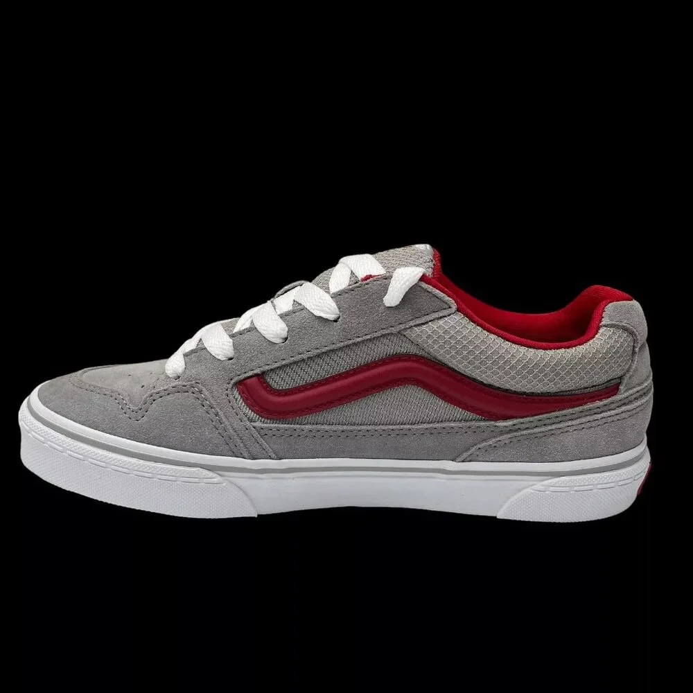 Vans Caldrone Youth Boy's Suede Sneakers Size‎ 5 Gray-Red Classic Stylish Shoes